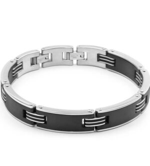 Forte Stainless Steel Black Link 21cm Gents Bracelet