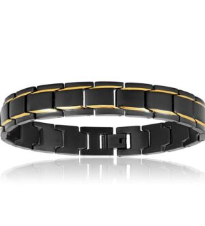 Stainless Steel 'Forte' Black and Gold Plated Gents Bracelet