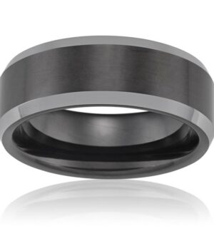 Tungsten Black Polished Centre Gents Ring
