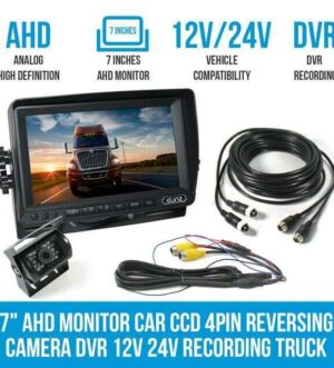 Elinz 7" AHD Monitor Car CCD 4PIN Reversing Camera DVR 12V 24V Recording Truck Caravan