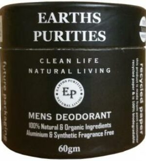 Earths Purities Mens Natural Deodorant Paste with Applicator 60g