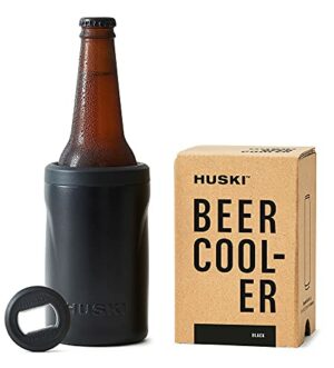 Huski Beer Cooler 2.0 | NEW | Premium Can and Bottle Stubby Holder | Triple Insulated Marine Grade Stainless Steel | Detachable 3-in-1 Opener | Works as a Tumbler | Gifts for Beer Lovers (Matte Black)