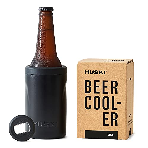 Huski-Can-Cooler-20-New-Premium-Can-and-Bottle-Holder-Triple-Insulated-Marine-Grade-Stainless-Steel-Detachable-3-in-1-Opener-Works-as-a-Tumbler-Best-Gifts-for-Beer-Lovers-Black-0