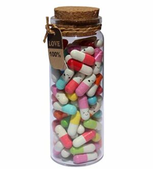 INFMETRY Cute Capsules in a Glass Bottle Lovely Notes Couples Gifts for Him Her Boyfriend Girlfriend Mom Birthday Anniversary Valentines (Mixed Color 90pcs)