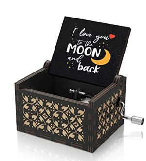 Wooden Music Box - I Love You to The Moon and Back Musical Box Gift